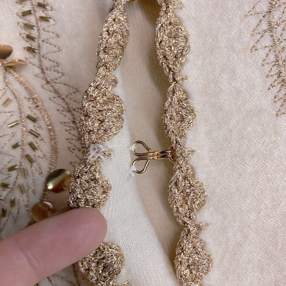 Mac & Jac Ivory Wool Cardigan With Gold  Decorations And Trim L - Picture 7 of 16